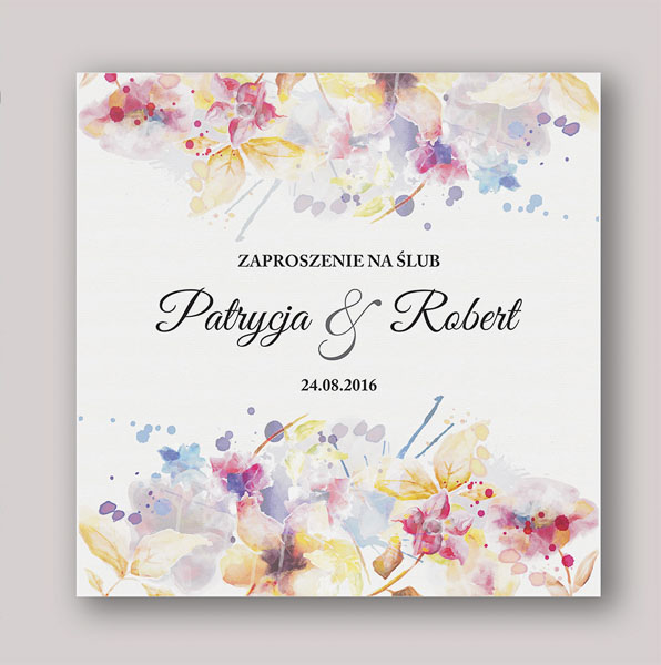 Zaproszenie ślubne kwiatowe pastelowe filigranowe malowane