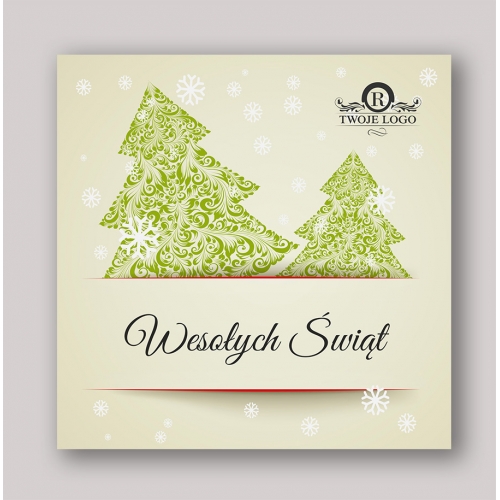 Kartki świąteczne z logo - zielone choinki SK.25
