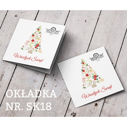 Firmowe kartki świąteczne z choinką i logo SK.18