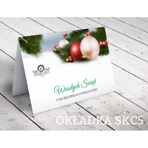Kartki świąteczne dla firm z logo - z bombkami SKC.5
