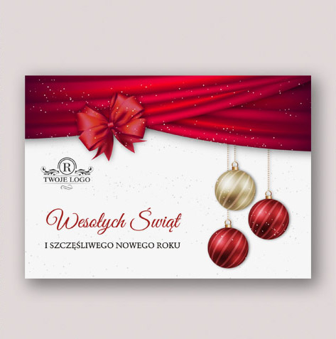 Kartka świąteczna z nadrukiem życzeń i logo dla firm
