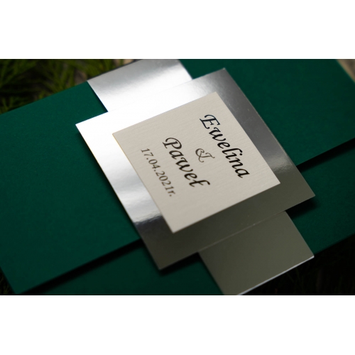 Zaproszenia jak folder zielony + srebrny Z.10.1.004 D