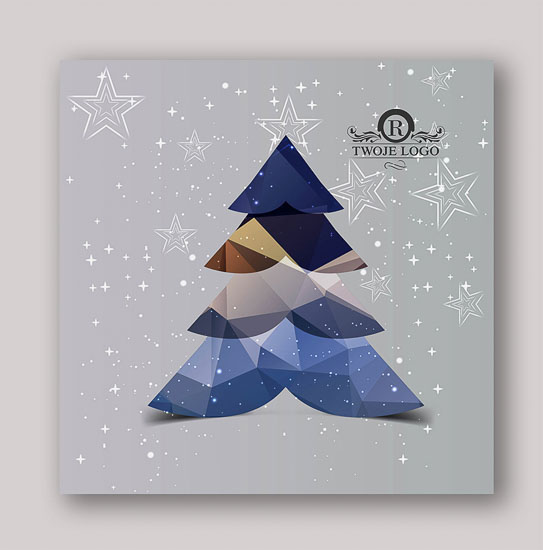Kartki świąteczne dla biznesu z choinką - nowoczesny design