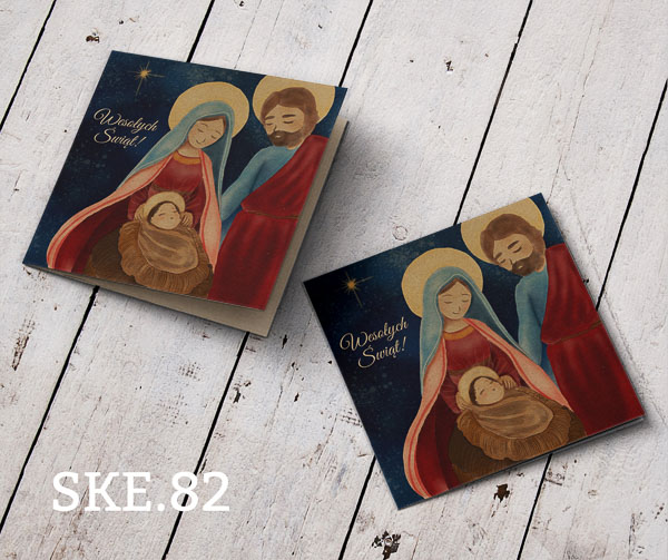 Religijne firmowe kartki świąteczne z Rodziną Świętą