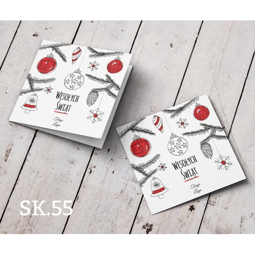 Firmowe kartki świąteczne z logo - z bombkami SK.55