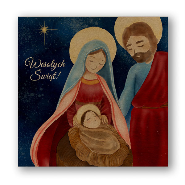 Religijne firmowe kartki świąteczne na papierze eko z Jezusem