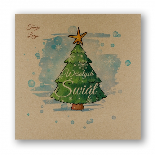 Kartki świąteczne z logo - papier ekologiczny z bombką SKE.58