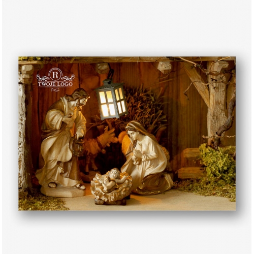 Firmowe kartki świąteczne drukowane religijne z szopką SKC.44