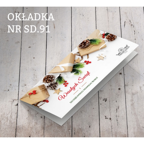 Kartki świąteczne firmowe - z prezentami w stylu EKO SD.91