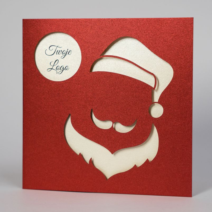 Kartki świąteczne dla firm wycinane laserem z Mikołajem