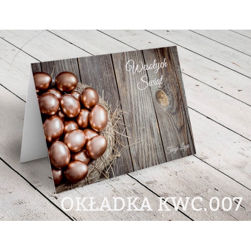 Firmowe kartki wielkanocne - złote jajka pisanki KWC.007