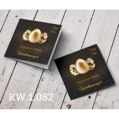 Firmowe kartki wielkanocne ze złotymi pisankami KW.1.082
