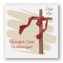 Kartki na Wielkanoc krzyż z czerwoną szarfą na Zmartwychwstanie  KW.1.040